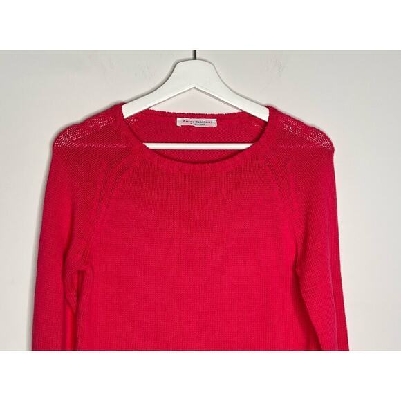 Amina Rubinacci Open Knit Long Sleeve Sweater Cotton Fuchsia Pink Womens Size 38 - Picture 3 of 7